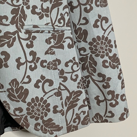 St. Emile Floral Print Cotton Blazer Jacket Blue Brown Size 8 - Picture 8 of 15